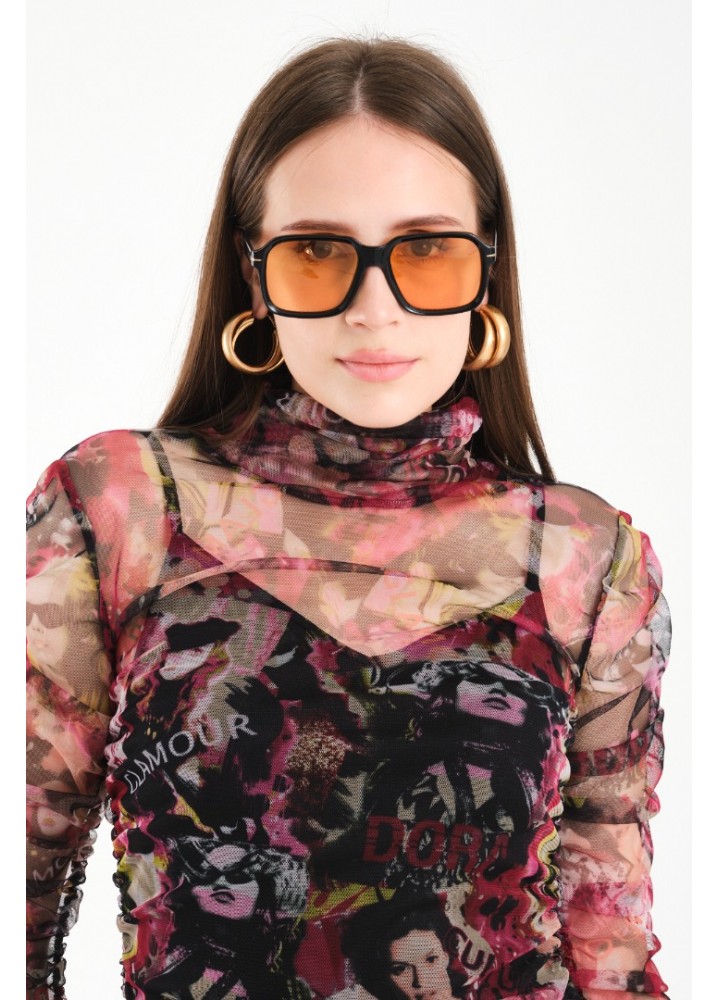 Büzgülü Mini Elbise-Pembe