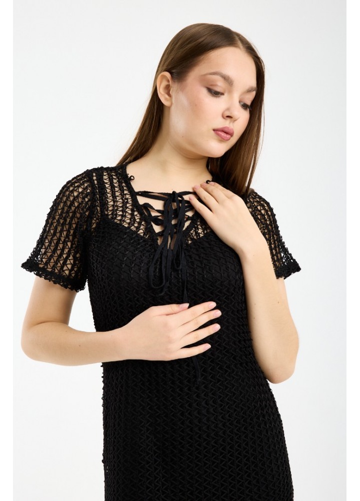 Zincir Desen Elbise Kısa Kol