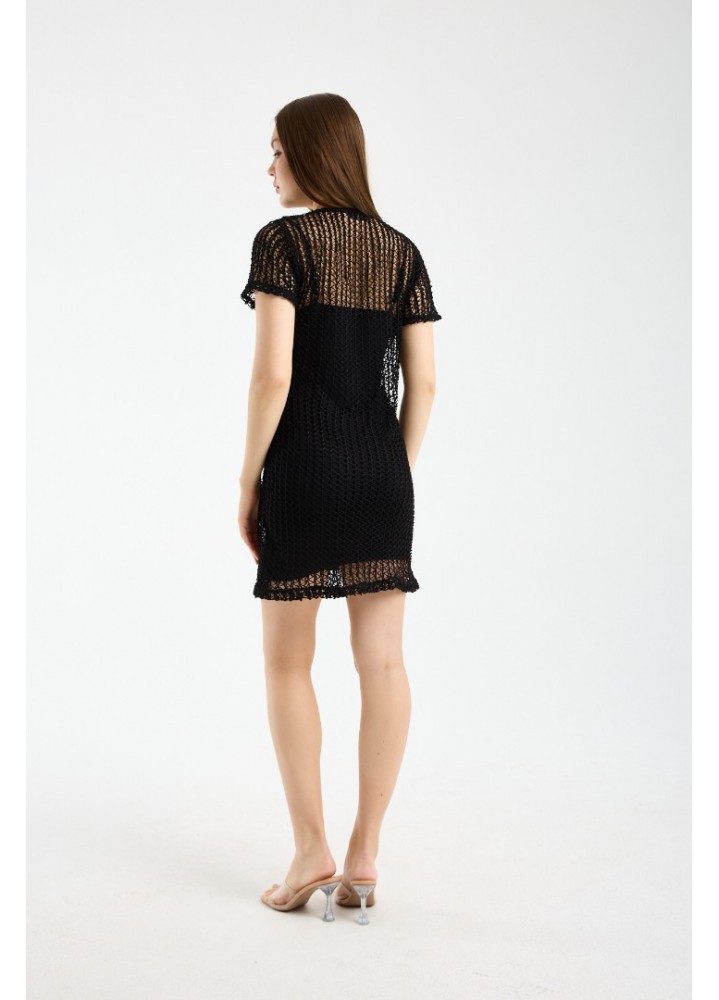 Zincir Desen Elbise Kısa Kol